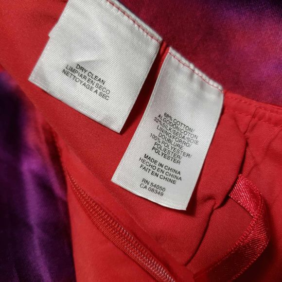 Jones New York Collection size 12 Red & Purple Cotton Silk Blend Skirt - Picture 6 of 7